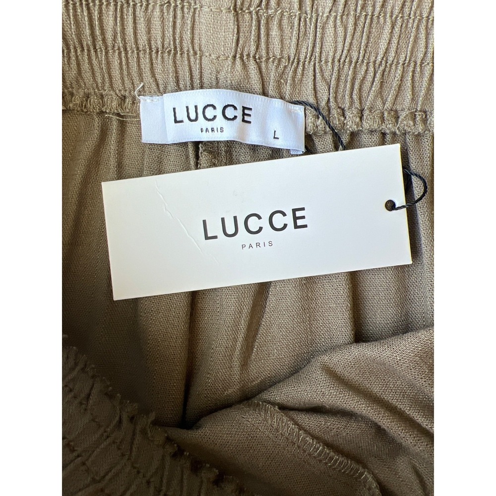 Lucce Paris Pants Womens Tan Linen Blend Wide Leg Ultra Lightweight Airy NWT - Picture 6 of 8